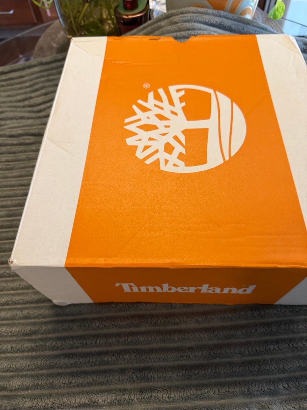 Timberland Orange and White Logo Shoe Box